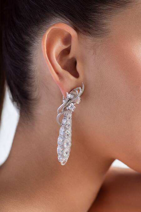 Opalina Soulful Jewellery_Silver Plated Stones Victorian Swarovski Embellished Statement Earrings _Online_at_Aza_Fashions