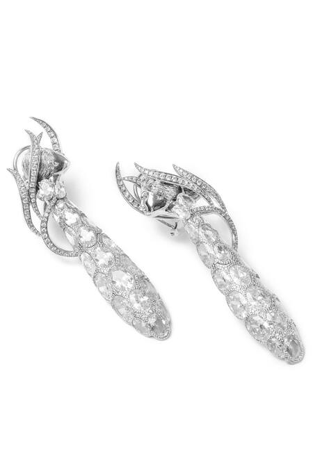 Buy_Opalina Soulful Jewellery_Silver Plated Stones Victorian Swarovski Embellished Statement Earrings _Online_at_Aza_Fashions