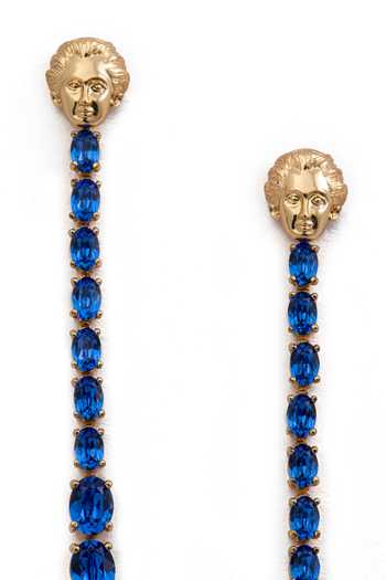 Shop_Opalina Soulful Jewellery_Blue Stones Swarovski Embellished Long Dangler Earrings _Online_at_Aza_Fashions