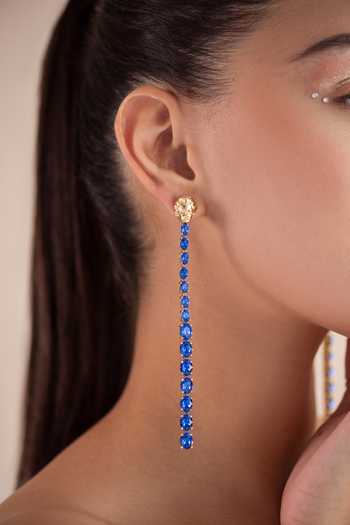 Buy_Opalina Soulful Jewellery_Blue Stones Swarovski Embellished Long Dangler Earrings 