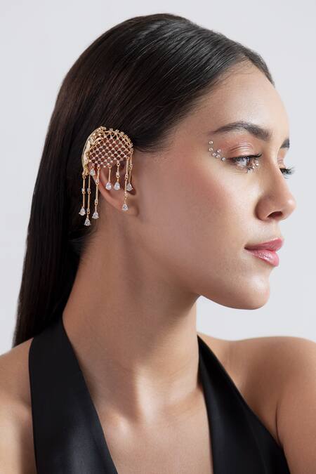 Buy Opalina Soulful Jewellery Gold Plated Stones Jaguar Swarovski Embellished Ear Cuffs Online at Aza Fashions Buy_Opalina Soulful Jewellery_Gold Plated Stones Jaguar Swarovski Embellished Ear Cuffs _Online_at_Aza_Fashions