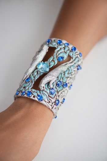 Shop_Opalina Soulful Jewellery_Silver Plated Stones Jaguar Swarovski Embellished Cuff 