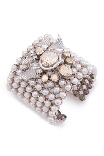 Buy_Opalina Soulful Jewellery_White Stones, Pearls Swarovski And Embellished Cuff _Online_at_Aza_Fashions