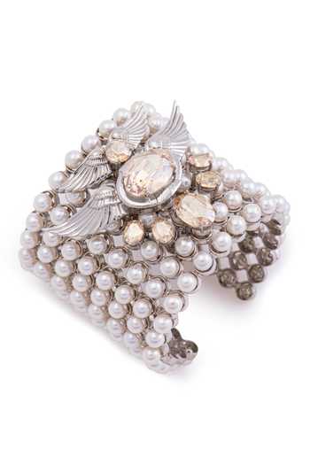 Shop_Opalina Soulful Jewellery_White Stones, Pearls Swarovski And Embellished Cuff _Online_at_Aza_Fashions