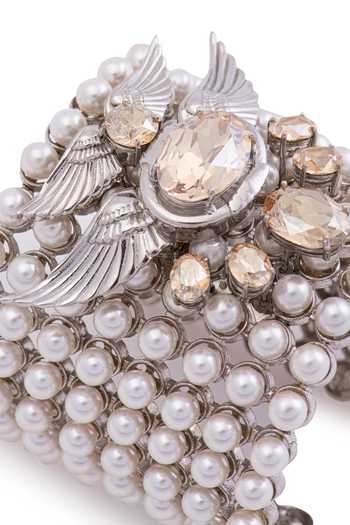 Opalina Soulful Jewellery_White Stones, Pearls Swarovski And Embellished Cuff _at_Aza_Fashions