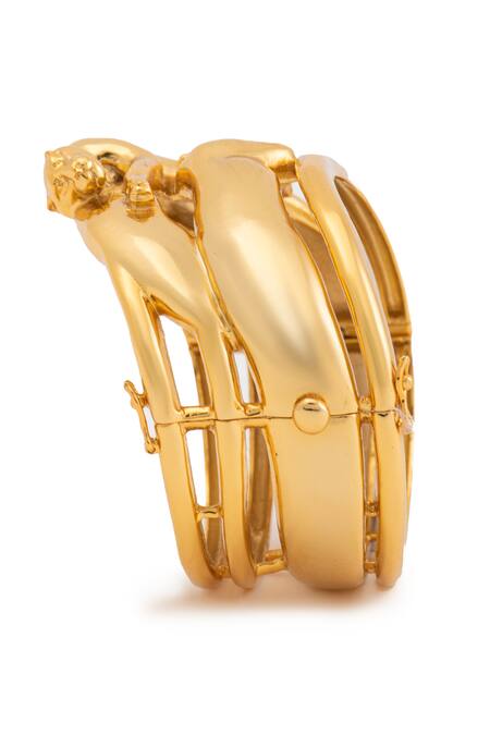 Buy_Opalina Soulful Jewellery_Gold Plated Chains Jaguar Carved Work Bracelet _Online_at_Aza_Fashions