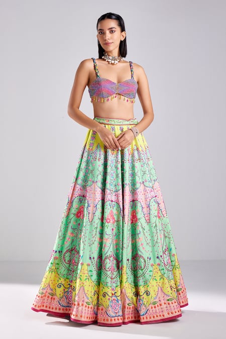 DiyaRajvvir Floral Jaal Print Lehenga Set 