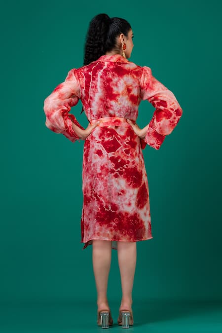 Megha Garg Marble Dyed Pattern Jacket With Dress 