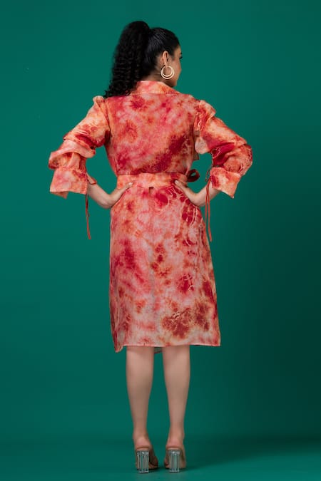 Megha Garg Kantha Stitch Marble Dyed Dress & Jacket 