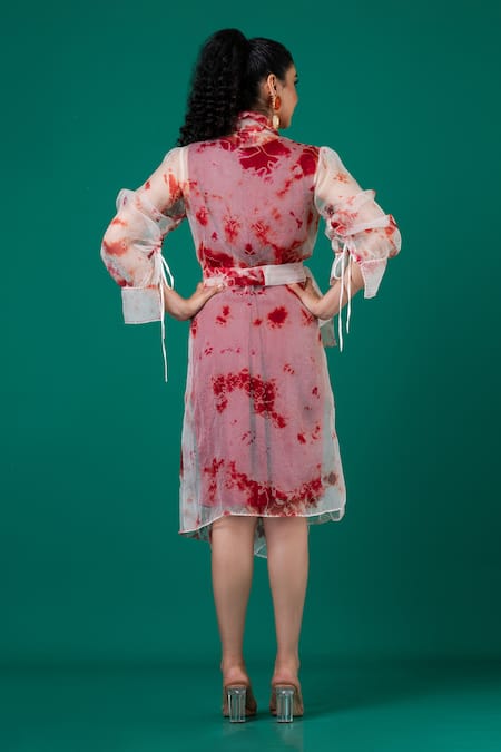 Megha Garg Dress With Marble Dyed Pattern Jacket 