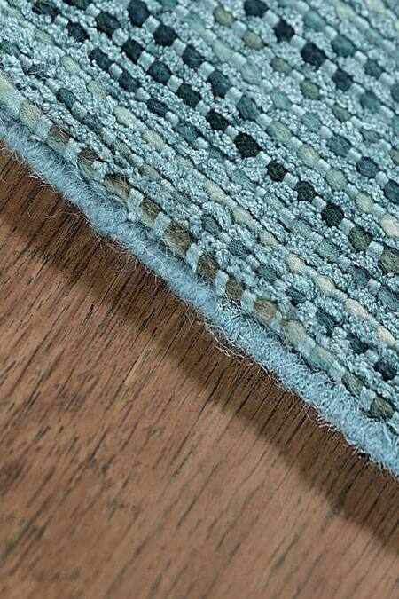 Kaleen India_Blue 50% Wool And 50% Viscose Hand Woven Oval Shaped Rug_Online_at_Aza_Fashions