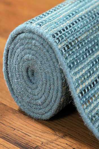 Shop_Kaleen India_Blue 50% Wool And 50% Viscose Hand Woven Rectangle Shaped Rug_Online_at_Aza_Fashions