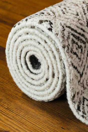 Kaleen India_Off White 100% Wool Hand Tufted Geometric Pattern Rectangle Shaped Rug_at_Aza_Fashions