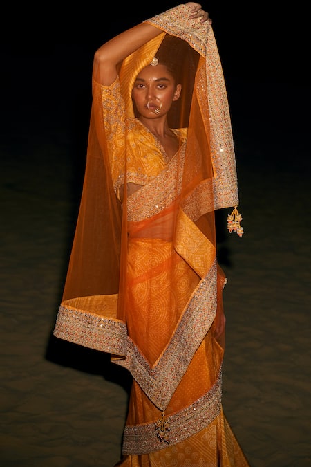 Punit Balana Border Embroidered Saree With Blouse 