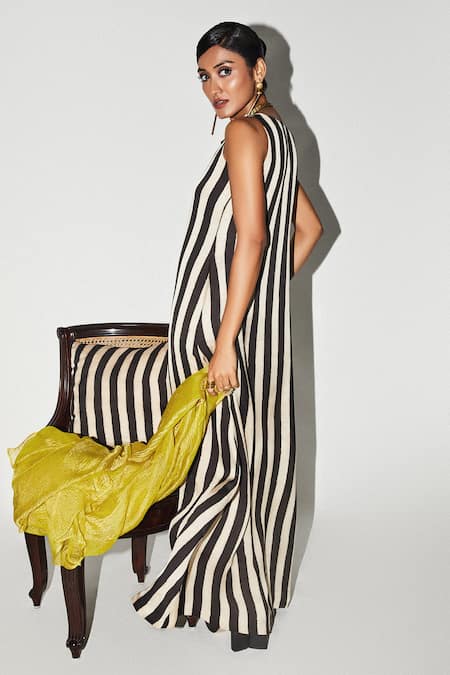 Buy_Kritika Murarka_Yellow Crepe Shawl Neck Collar Throw On Jacket _Online_at_Aza_Fashions