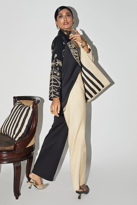 Shop_Kritika Murarka_Black Satin Lycra And Trouser _Online_at_Aza_Fashions