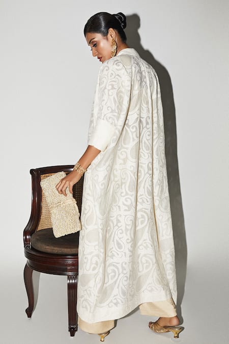 Shop Kritika Murarka Gold Mohair, Taffeta Round Neck Solid Bustier And Trouser Set at Aza Fashions Shop_Kritika Murarka_Gold Mohair, Taffeta Round Neck Solid Bustier And Trouser Set_at_Aza_Fashions