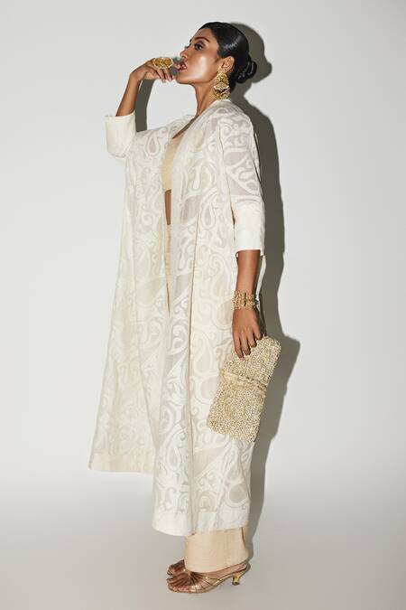 Buy Kritika Murarka Gold Mohair, Taffeta Round Neck Solid Bustier And Trouser Set Online at Aza Fashions Buy_Kritika Murarka_Gold Mohair, Taffeta Round Neck Solid Bustier And Trouser Set_Online_at_Aza_Fashions