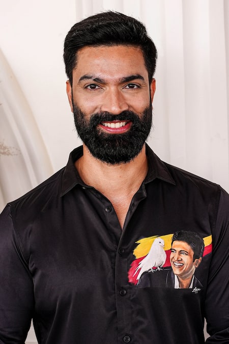 Avalipt_Black Cotton Blend Appu Hand Paint Shirt_Online_at_Aza_Fashions