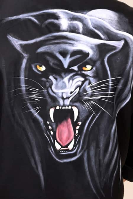 Buy_Avalipt_Black Cotton Blend Jaguar Hand Paint Fierce Shirt_Online_at_Aza_Fashions