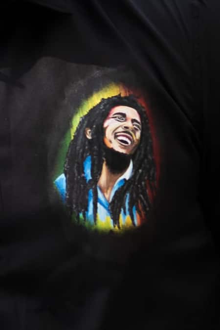 Buy_Avalipt_Black Cotton Blend Hand Painted Marley Shirt_Online_at_Aza_Fashions