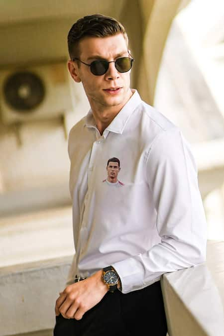 Ronaldo white hot sale shirt