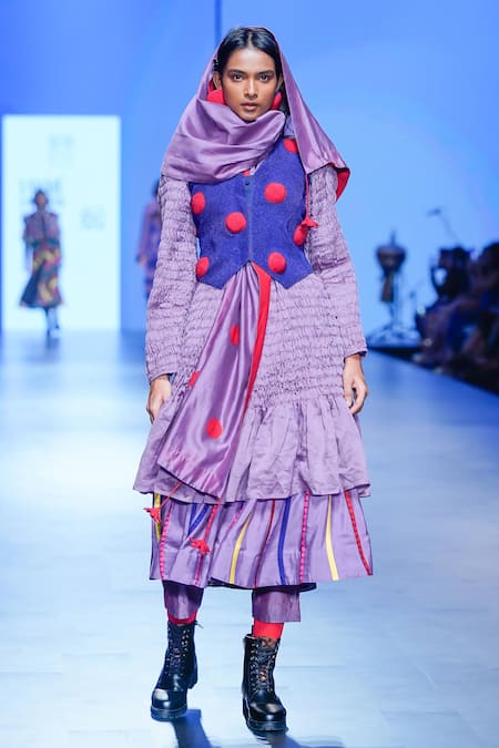 Buy_KA-Sha_Blue Cotton Beads Hand Embroidered Waist Coat _Online_at_Aza_Fashions