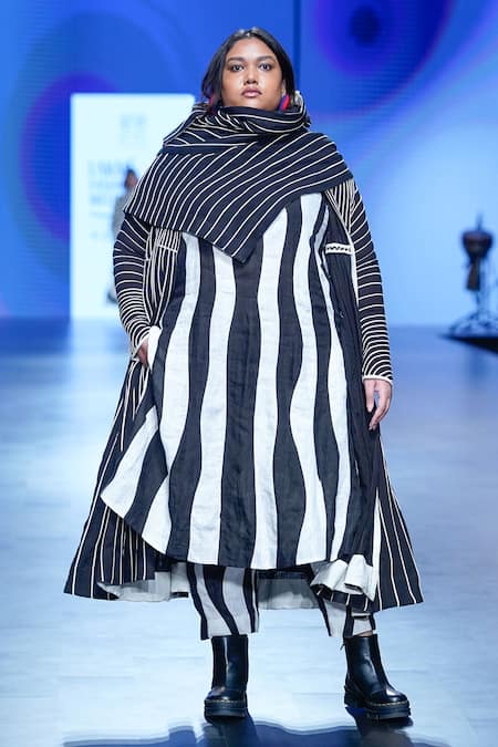 KA-Sha_Black Linen Striped Tunic _Online_at_Aza_Fashions