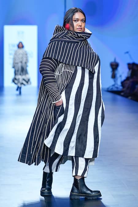 Buy_KA-Sha_Black Linen Striped Tunic _Online_at_Aza_Fashions