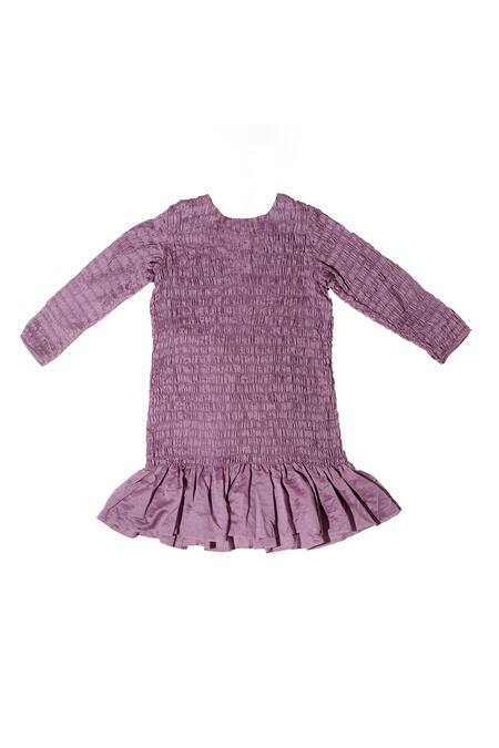 Shop_KA-Sha_Purple Chanderi Plain Round Ruched Tunic _Online_at_Aza_Fashions