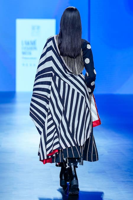 Shop_KA-Sha_Black Cotton Applique Round Neck Polka Dot Crop Top _at_Aza_Fashions