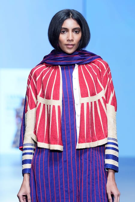 Buy_KA-Sha_Red Cording Corded Applique Scarf _Online_at_Aza_Fashions