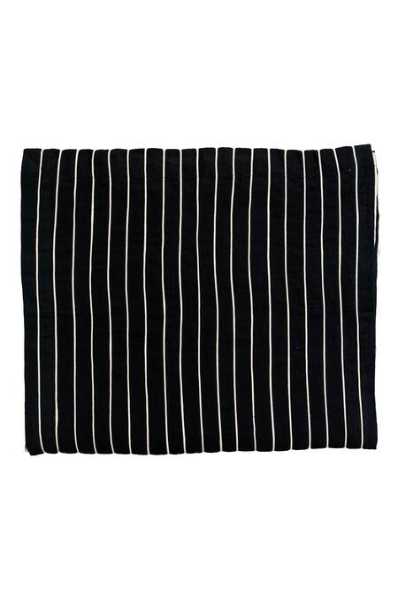 KA-Sha_Black Cording Candy Striped Applique Scarf _at_Aza_Fashions