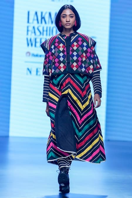 KA-Sha_Black Cotton Embroidered Bead Collared Work Jacket _Online_at_Aza_Fashions