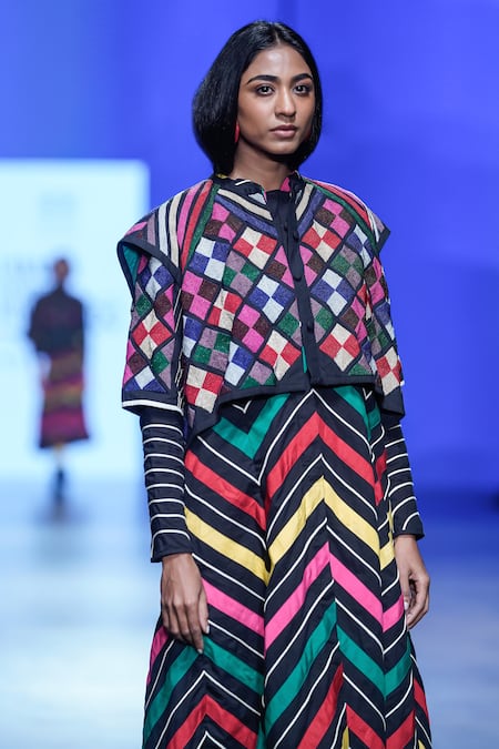 Shop_KA-Sha_Black Cotton Embroidered Bead Collared Work Jacket _Online_at_Aza_Fashions