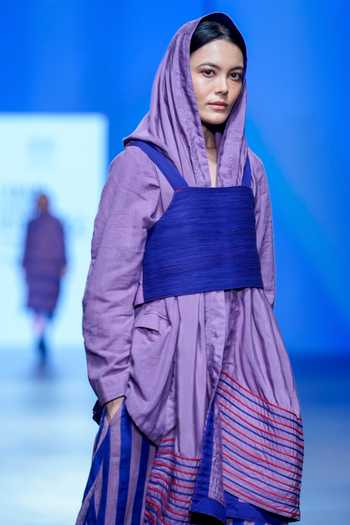 Buy_KA-Sha_Purple Kota Doria Lapel Collar Solid Blazer _Online_at_Aza_Fashions