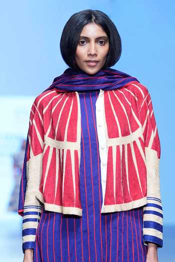 KA-Sha Silk Geometric Pattern Jacket 
