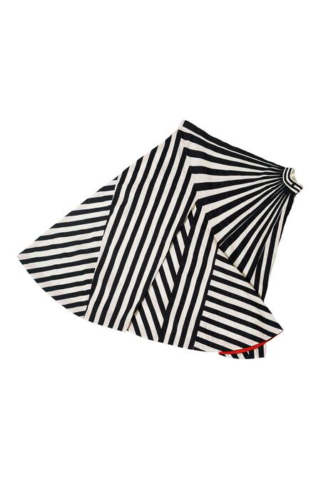 KA-Sha Black Bar Striped Applique Asymmetric Cape at Aza Fashions KA-Sha_Black Bar Striped Applique Asymmetric Cape _at_Aza_Fashions