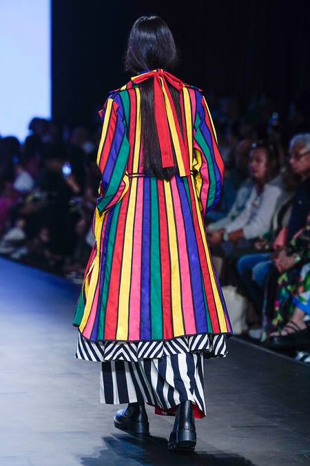 Shop_KA-Sha_Black Cotton Applique V-neck Chevron Mania Midi Dress _at_Aza_Fashions