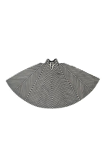 KA-Sha_Black Cotton Applique V-neck Chevron Mania Midi Dress _at_Aza_Fashions