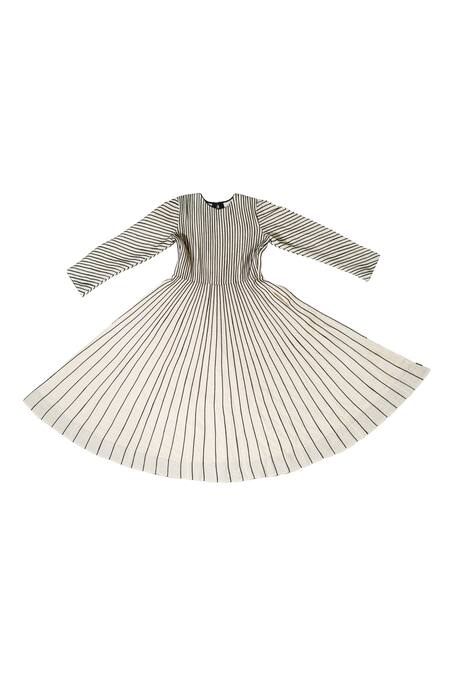 Shop KA-Sha Black Cotton Applique Round Neck Pin Striped Midi Dress Online at Aza Fashions Shop_KA-Sha_Black Cotton Applique Round Neck Pin Striped Midi Dress _Online_at_Aza_Fashions