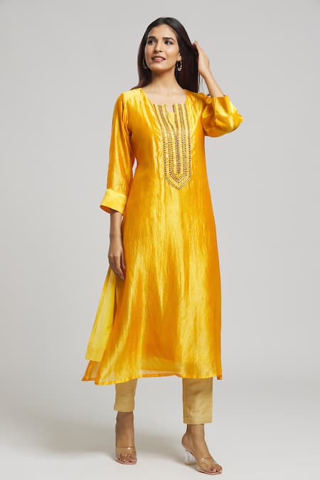 Bhusattva Mirrorwork Placket Kurta 