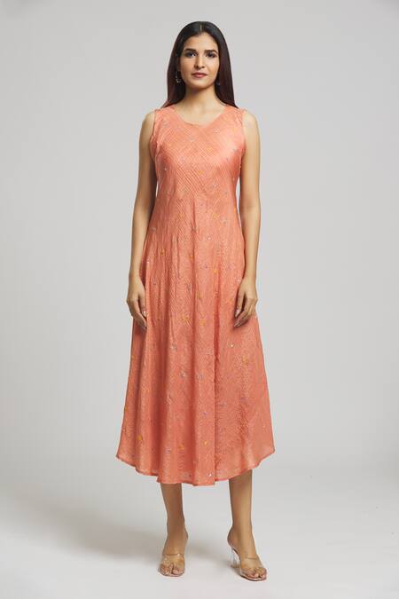 Bhusattva Orange Organza, Silk Embroidery Round , Open Floral Jacket With Dress at Aza Fashions Bhusattva_Orange Organza, Silk Embroidery Round , Open Floral Jacket With Dress _at_Aza_Fashions