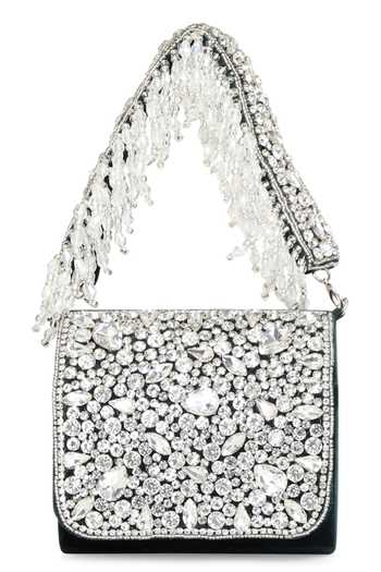 Shop_NR By Nidhi Rathi_Green Crystals Embellished Foldever Clutch With Wrist Loop_Online_at_Aza_Fashions