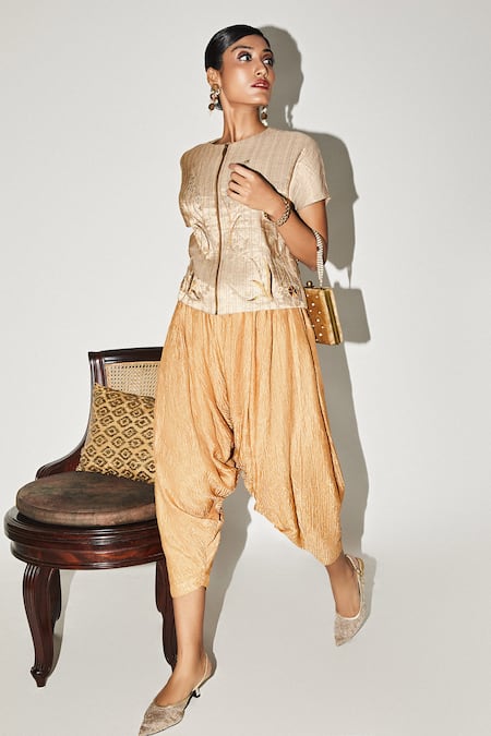 Buy Green Linen Printed Floral Dhoti Pant For Women by Pasha India Online  at Aza Fashions.