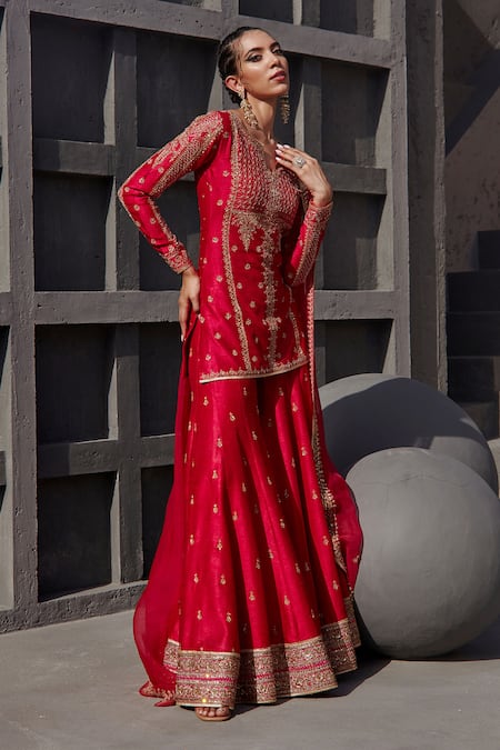 Jigar Mali Embroidered Kurta Sharara Set 