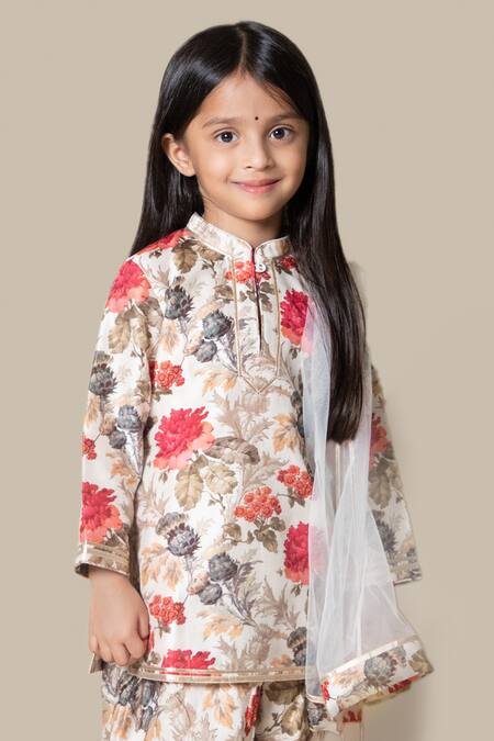 Mamma Plz Ivory Handloom Cotton, Voile, Chanderi Floral Pattern Kurta Dhoti Pant Set Online at Aza Fashions Mamma Plz_Ivory Handloom Cotton, Voile, Chanderi Floral Pattern Kurta Dhoti Pant Set _Online_at_Aza_Fashions