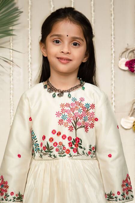 Mamma Plz Ivory Chanderi, Voile, Cotton Embroidery Floral Anarkali Set Online at Aza Fashions Mamma Plz_Ivory Chanderi, Voile, Cotton Embroidery Floral Anarkali Set _Online_at_Aza_Fashions