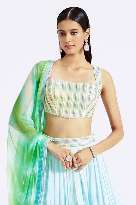 Buy_Basanti - Kapde Aur Koffee_Multi Color Georgette Pearls, Cut Work, Sequins, Printed And Lehenga Set_Online_at_Aza_Fashions