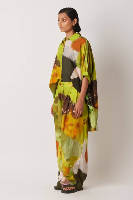 Buy Yavi Green Linen Orgey Full Length Pant Online at Aza Fashions Buy_Yavi_Green Linen Orgey Full Length Pant _Online_at_Aza_Fashions